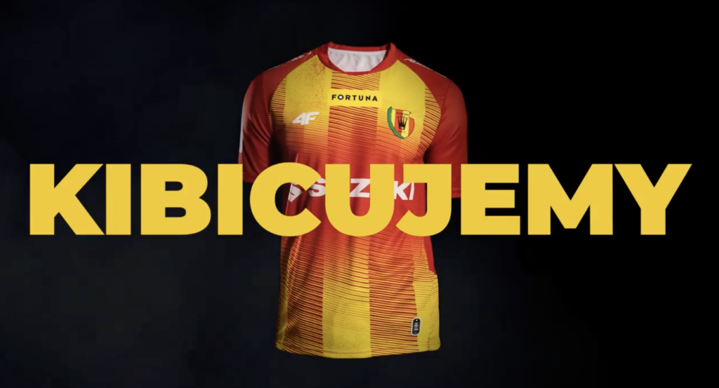 Koszulka piłkarska Korony Kielce z dużym napisem Kibicujemy